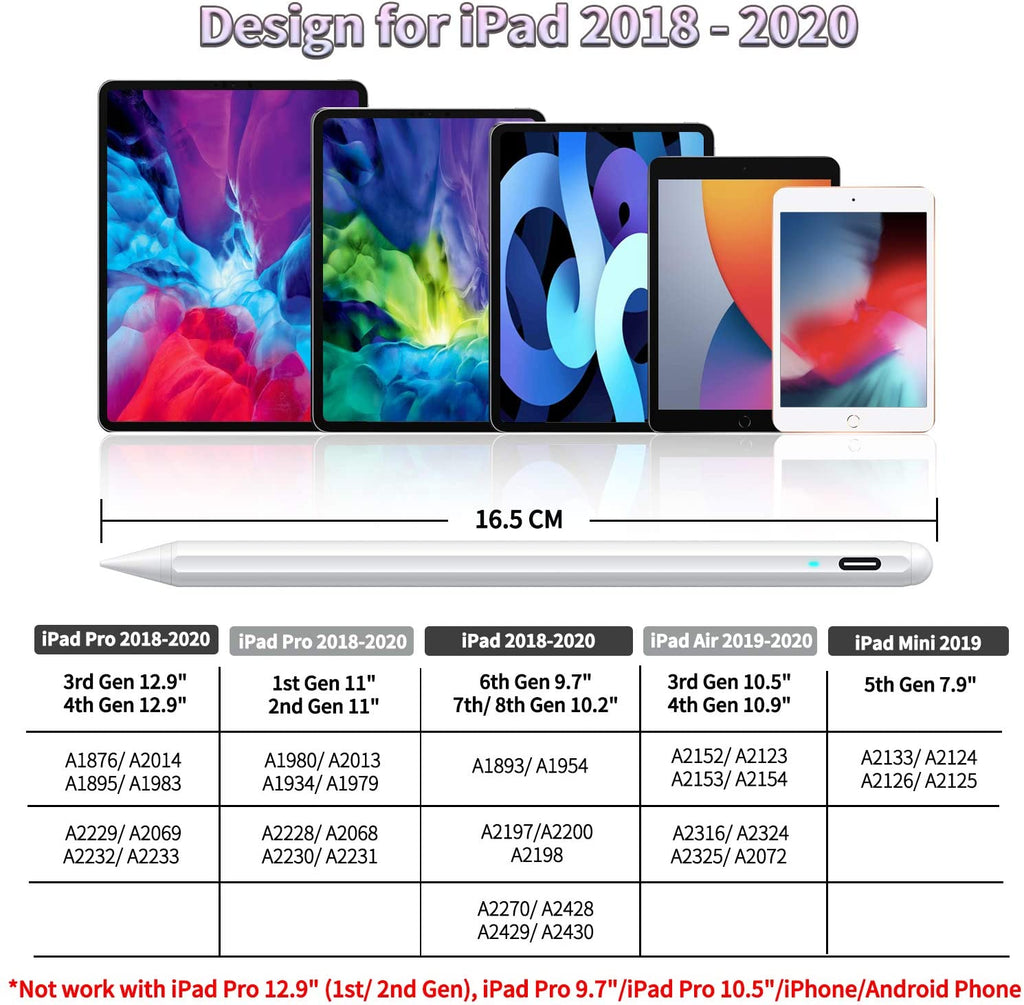 MPIO Stylus Pen for iPad 2018-2020 with Palm Rejection & Tilt
