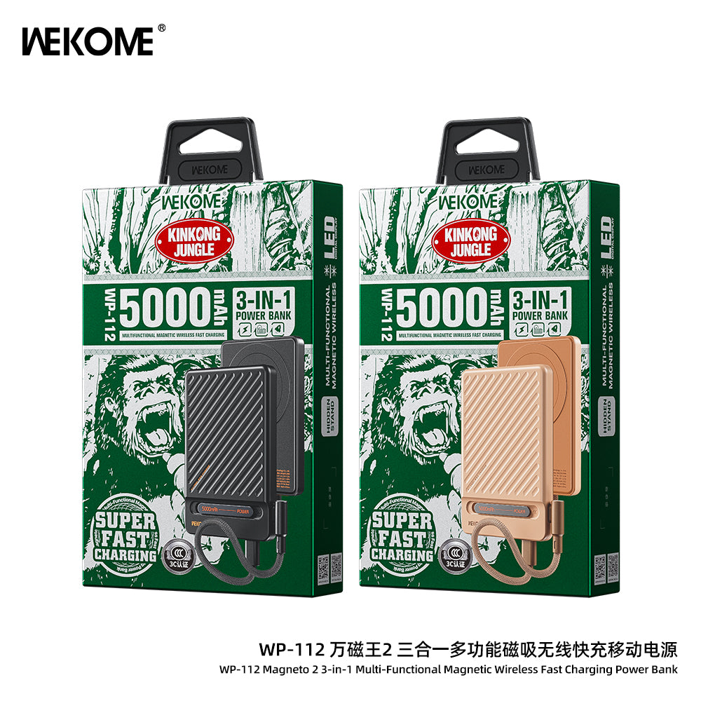 WEKOME WP-112 3-in-1 Magnetic Wireless Fast Charging Power Bank 5000mAh
