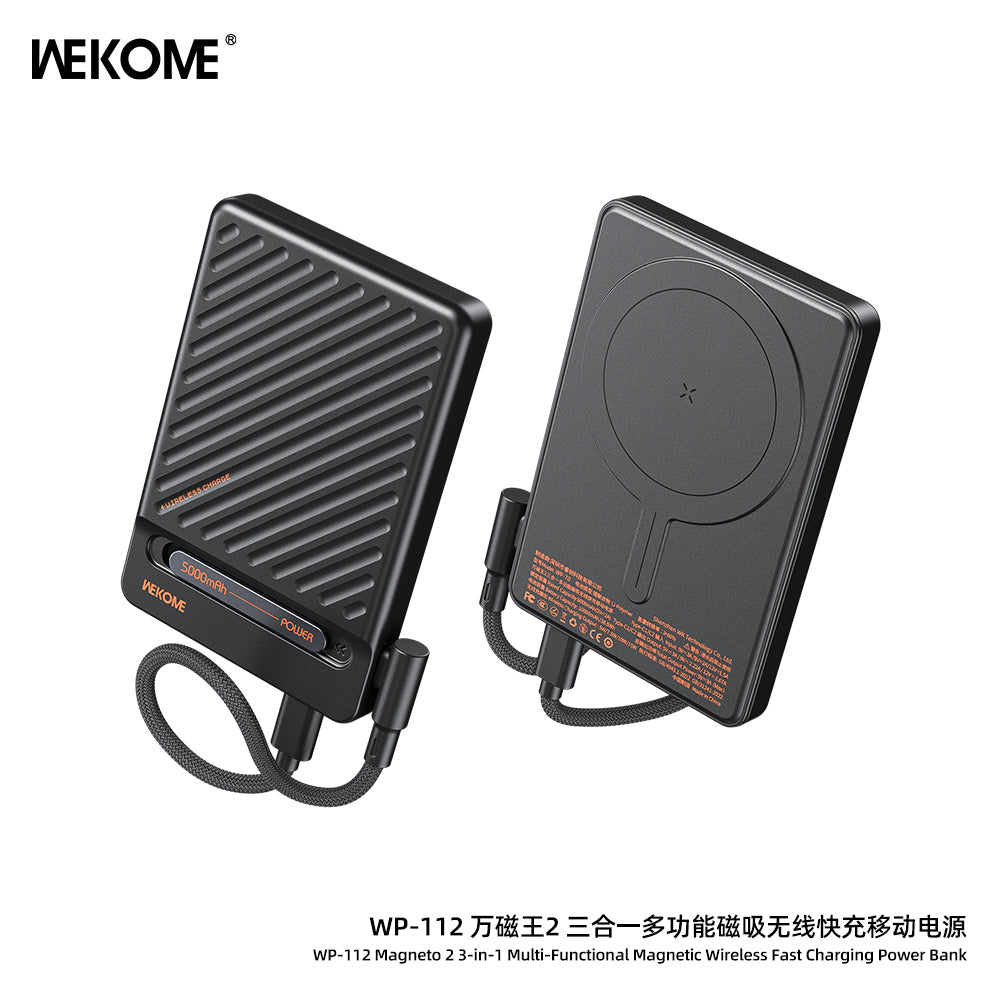 WEKOME WP-112 3-in-1 Magnetic Wireless Fast Charging Power Bank 5000mAh