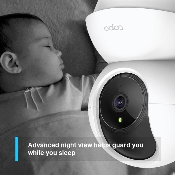 TP-Link, Tapo C210T, Pan/Tilt 360º, Home Security, Wi-Fi Camera, 2K, Ultra HD 3MP, Two-way Audio, Motion Detection, Night Vision, Smartphone Control