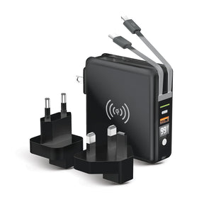 Forcell Megacharger: Global USB Wall Charger with 10,000mah integrated power bank and connectors