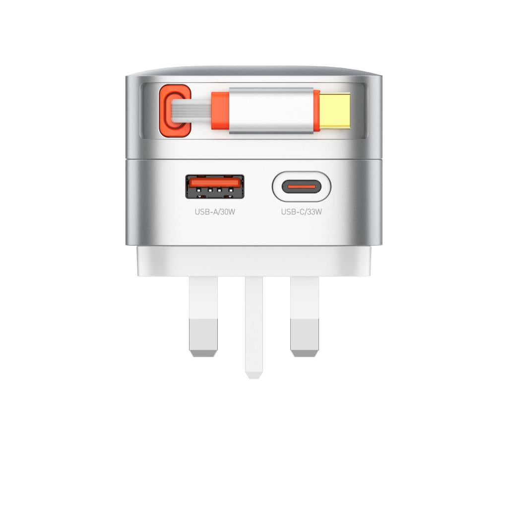 LD 33W GaN Power Adaptor with Retractable Cable