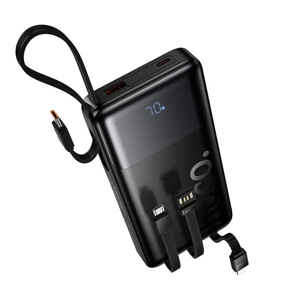 Powerbank 10000 mAh QC PD 2A 22,5W with built-in cables USB A + USB C + Lightning + Micro USB