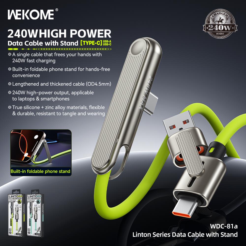 WEKOME 240W 1.2M USB-C+USB-A-USB-C