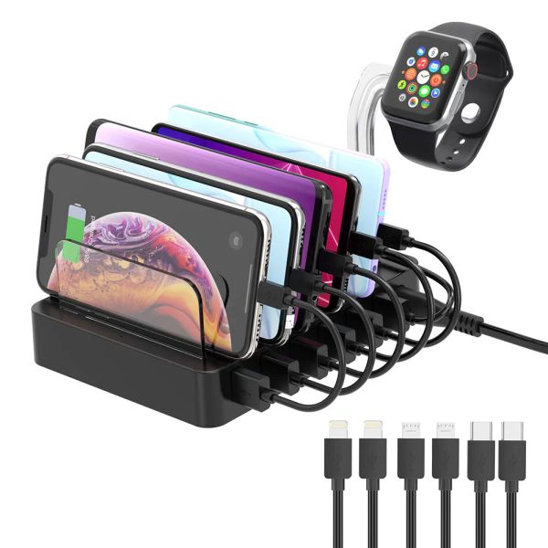 Choetech Q3008 6-Port USB Charger with Quick Charge 3.0 (63W) + 6 Cables