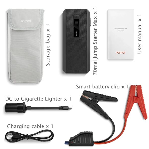 Xiaomi, 70Mai, Jump Starter MAX & PowerBank, Car/Bike/Truck/Van/SUV - USB, 12V DC, Type-C, Flashlight, 18,000mAh