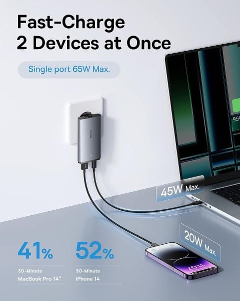 Baseus 65W GaN Pro Travel Charger | USB & Type-C