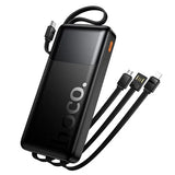 Powerbank 10000 mAh QC PD 2A 22,5W with built-in cables USB A + USB C + Lightning + Micro USB