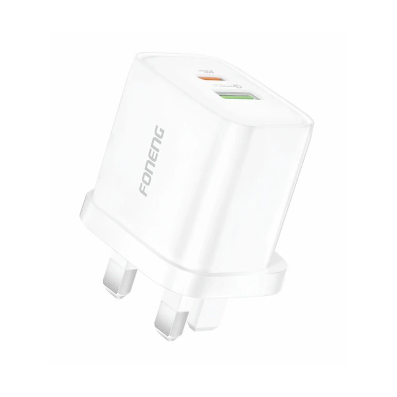FONENG, UK31 A+C 2-Port Charger (20W) With USB-C to USB-C Cable