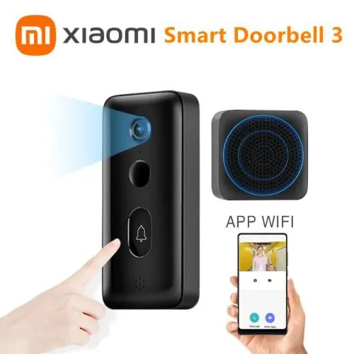 Xiaomi, Smart Doorbell 3, Wifi, 2K HD, Live Video & Audio, Chime, Night Vision, Motion Detection, AI Human Detection, Internal Battery (4.8 Months), 5200mAh