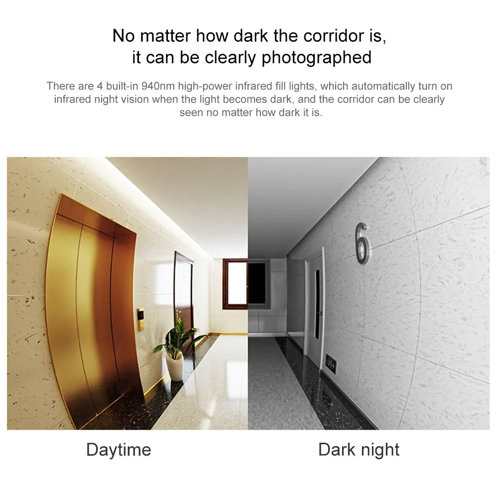 Xiaomi, Smart Doorbell 3, Wifi, 2K HD, Live Video & Audio, Chime, Night Vision, Motion Detection, AI Human Detection, Internal Battery (4.8 Months), 5200mAh