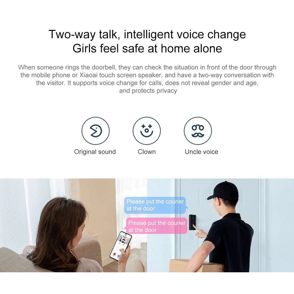 Xiaomi, Smart Doorbell 3, Wifi, 2K HD, Live Video & Audio, Chime, Night Vision, Motion Detection, AI Human Detection, Internal Battery (4.8 Months), 5200mAh