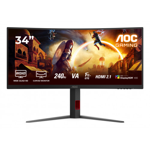 AOC 34” CU34G4Z WQHD GAMING CURVED MONITOR 240HZ 3440X1440 HDR400