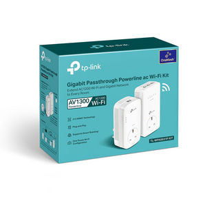 TP-Link, TL-WPA8631P KIT, AV1300 Gigabit Passthrough Powerline ac Wi-Fi Kit, up to 1200 Mbps WiFi speed, Wi-Fi Extender, Extra Power Socket, Works with OneMesh, No Configuration Required