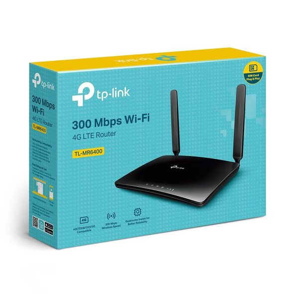 TP-LINK, TL-MR6400, 300Mbps Wireless N, 4G LTE Router (SIM Card Plug & Play) 4g router