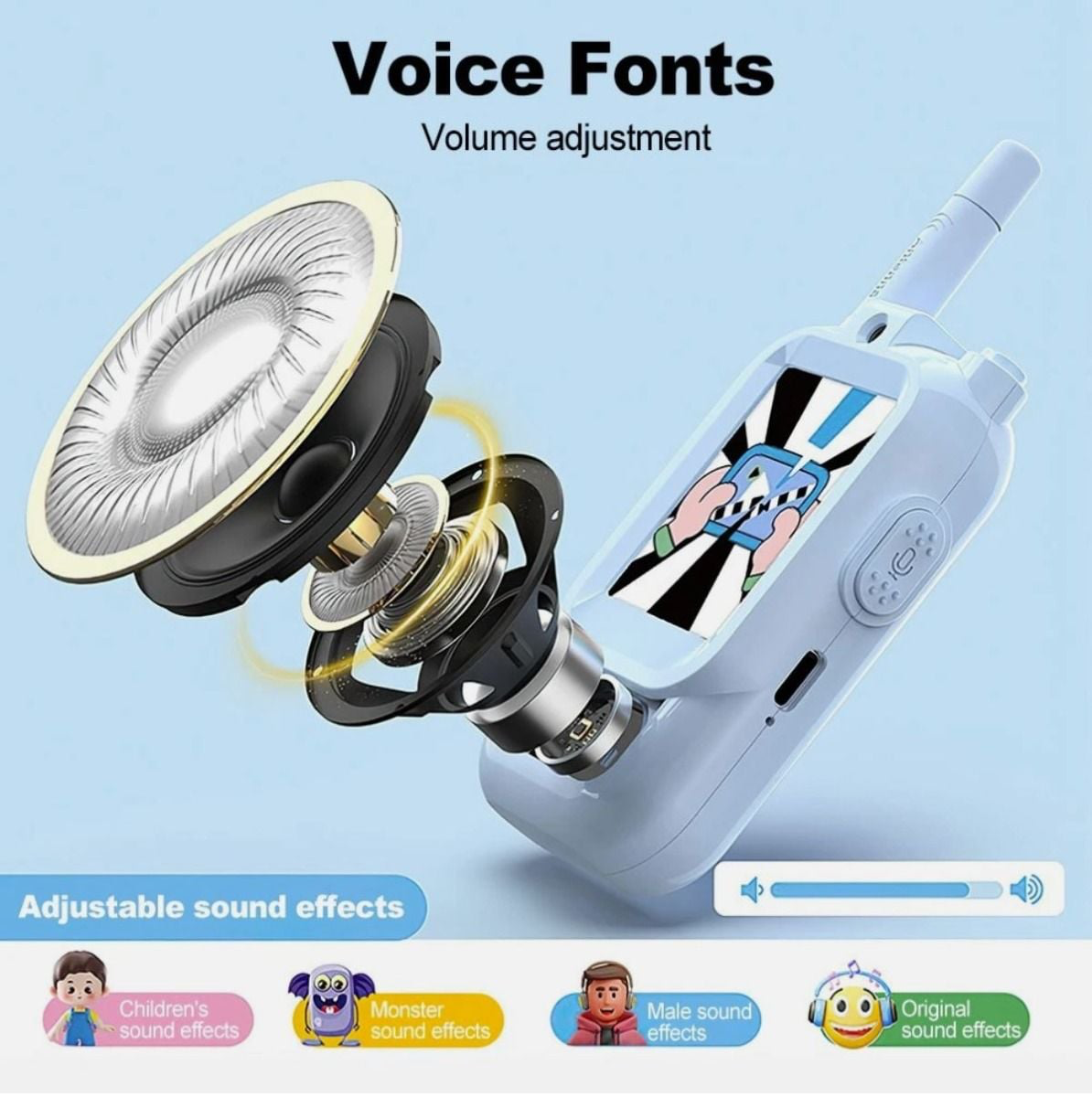 Video Walkie Talkies for Kids, 2 Pack, 2 x Rechargeable Video Walkie, 2 x USB-C Charging Cables, 2 x Lanyards, 150-500M Range