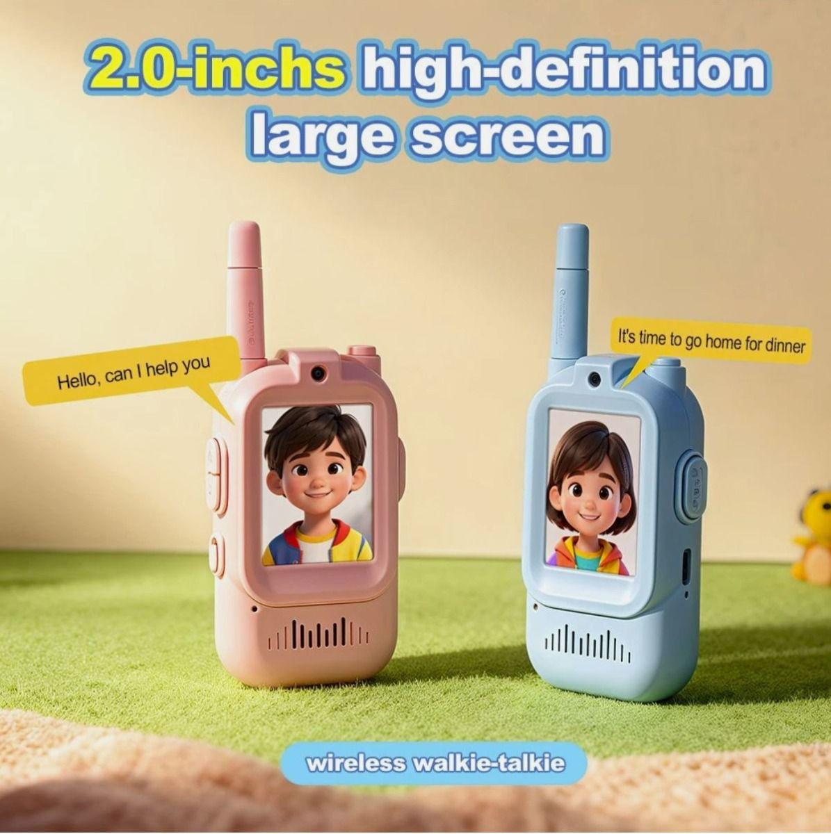 Video Walkie Talkies for Kids, 2 Pack, 2 x Rechargeable Video Walkie, 2 x USB-C Charging Cables, 2 x Lanyards, 150-500M Range
