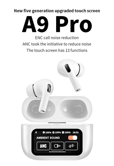 A9 Pro, BT 5.4, TWS, Intelligent Touchscreen Control Charging Box, Active Noise Cancelling Earbuds