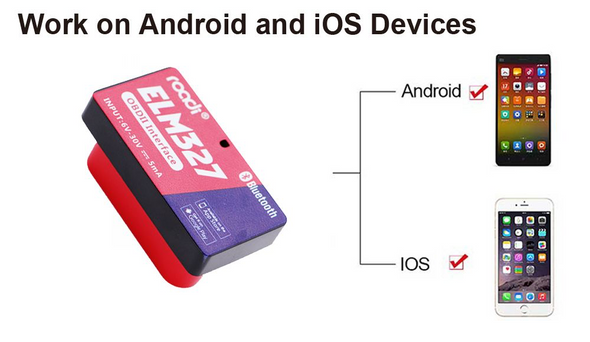 Roadi, ELM327, OBD 2, Universal Vehicle Diagnostic Scanner, Bluetooth, iOS/Android, Smartphone Application