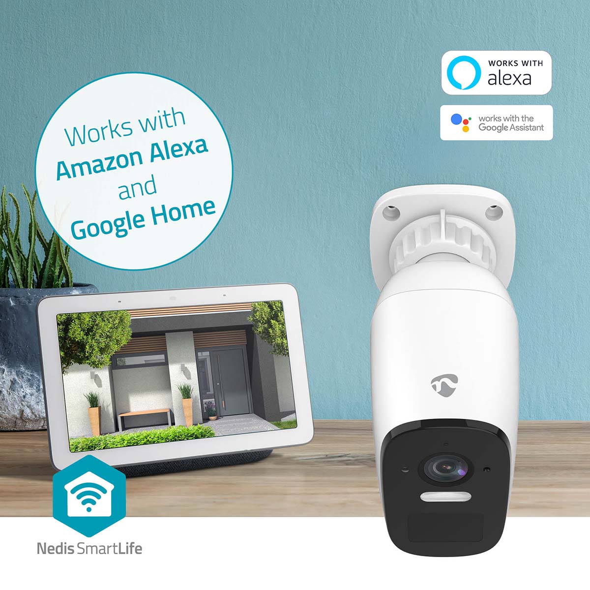 Nedis Outdoor/Indoor fully wireless rechargeable 4mp Smart Security Camera