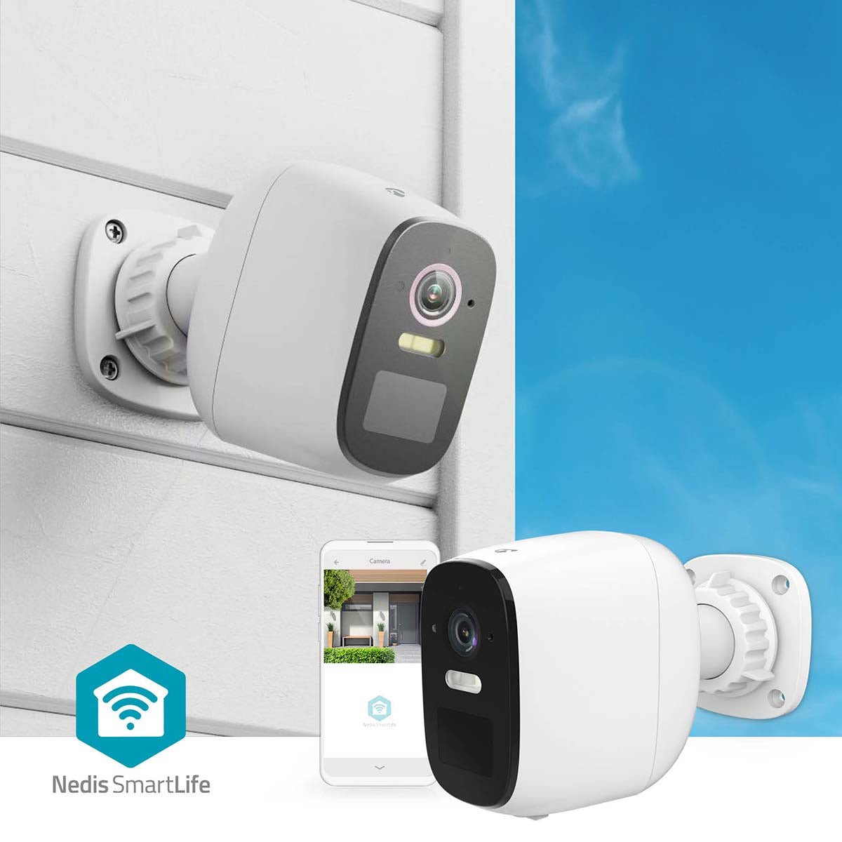 Nedis Outdoor/Indoor fully wireless rechargeable 4mp Smart Security Camera