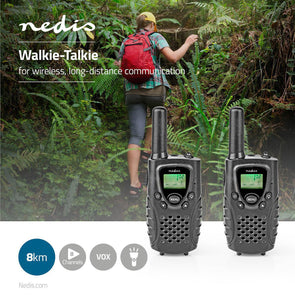 Walkie-Talkie Set 2 Handsets | Up to 8 km | Frequency channels: 8 | PTT / VOX | up to 2.5 Hours | Headphone output | Black