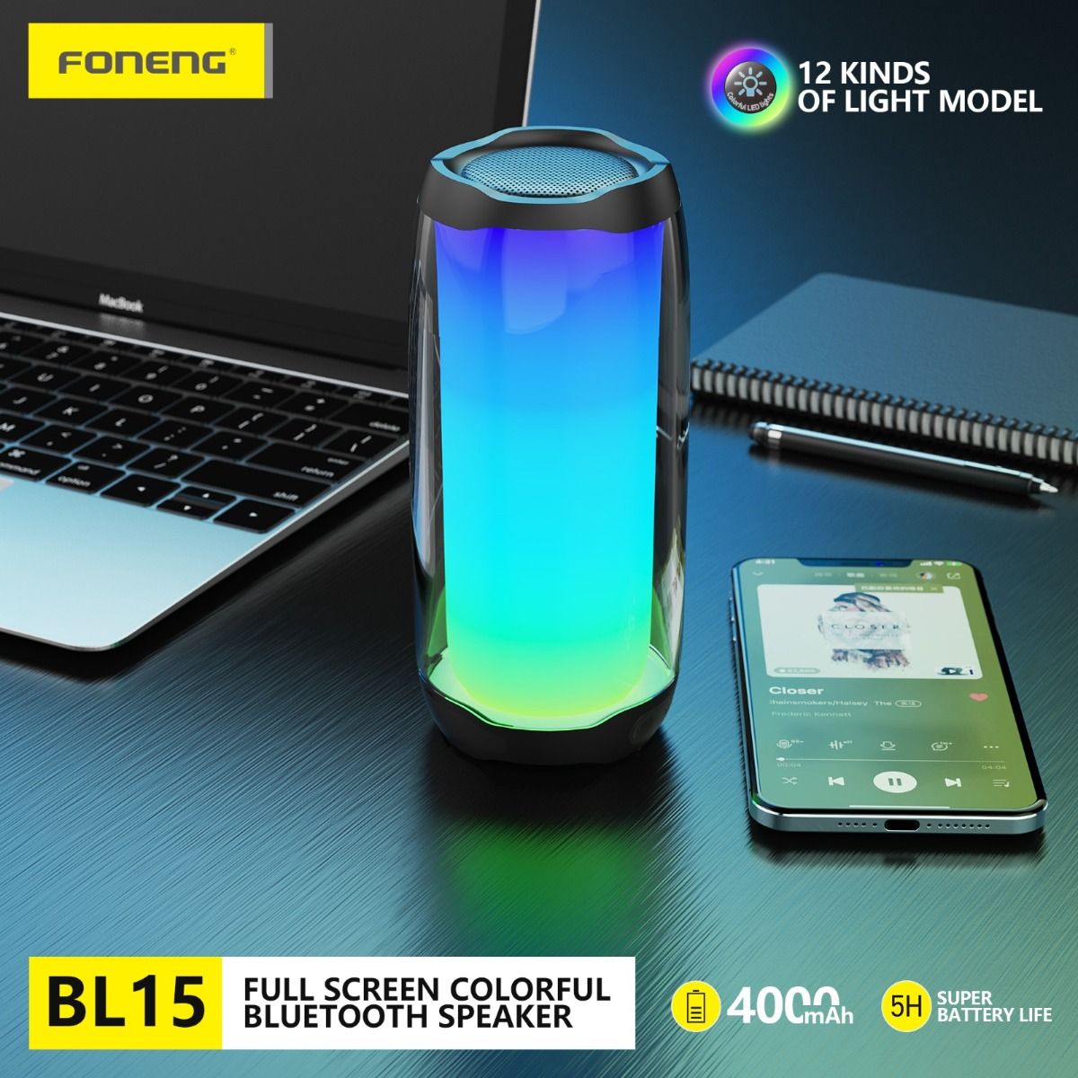 FONENG BL15 Full Screen Colorful Bluetooth Speaker