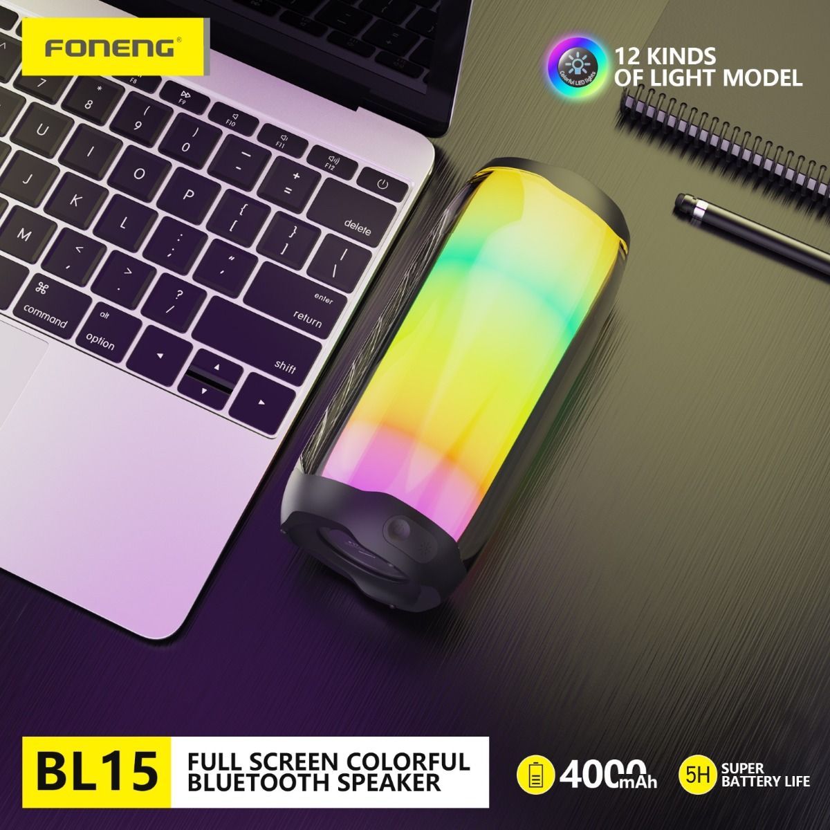 FONENG BL15 Full Screen Colorful Bluetooth Speaker