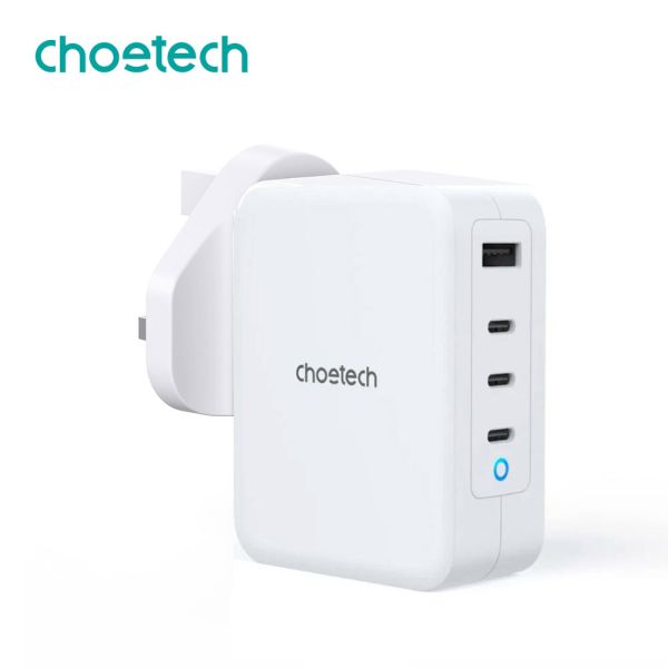 Choetech, PD6001, 130W, 4-Port GaN Fast Charger, 3 x Type-C & 1 x USB, PD 3.0 & QC 3.0 (Laptops/Consoles/Phones/Tablets)