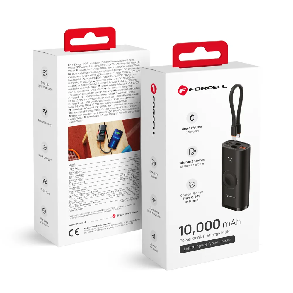 FORCELL Powerbank F-Energy FAST Charge  F10k1 10000mah compatible with Apple Watch