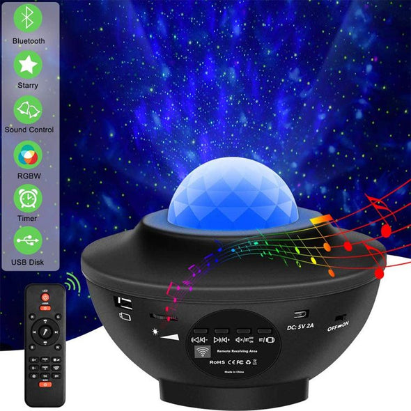 Starry Light, LED Nebula Projector & Laser Star Lights with Bluetooth Speaker & Music Sync