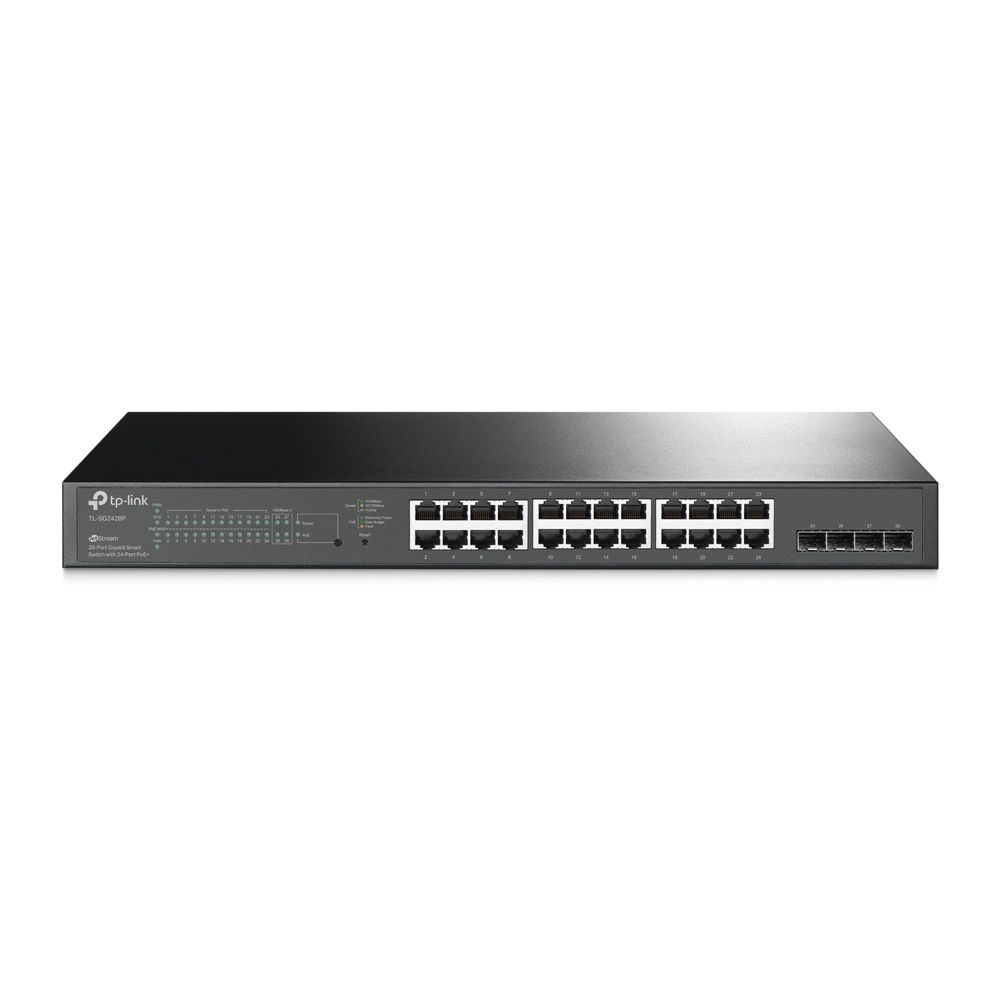 TP-Link, TL-SG2428P | Jetstream 24 Port Gigabit Smart Managed PoE Switch | 24 PoE+ Ports @250W, 4 SFP Slots | Omada SDN Integrated | PoE Recovery | IPv6 | Static Routing