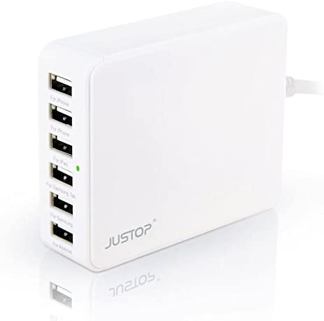 JUSTOP 6-Port USB Wall Charger Adapter 33W Multi-purpose