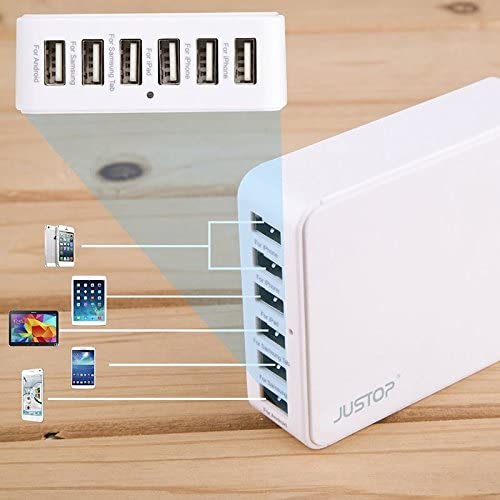JUSTOP 6-Port USB Wall Charger Adapter 33W Multi-purpose