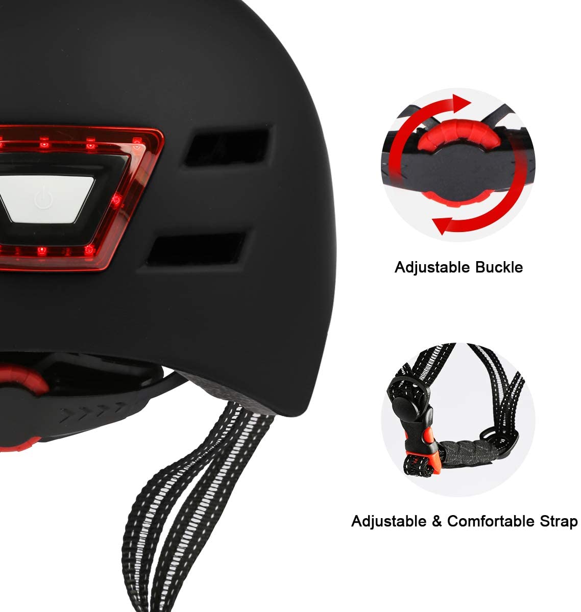 Bike or Scooter Helmet with Integrated LED Headlight and Taillight Lightweight Cycling Helmet