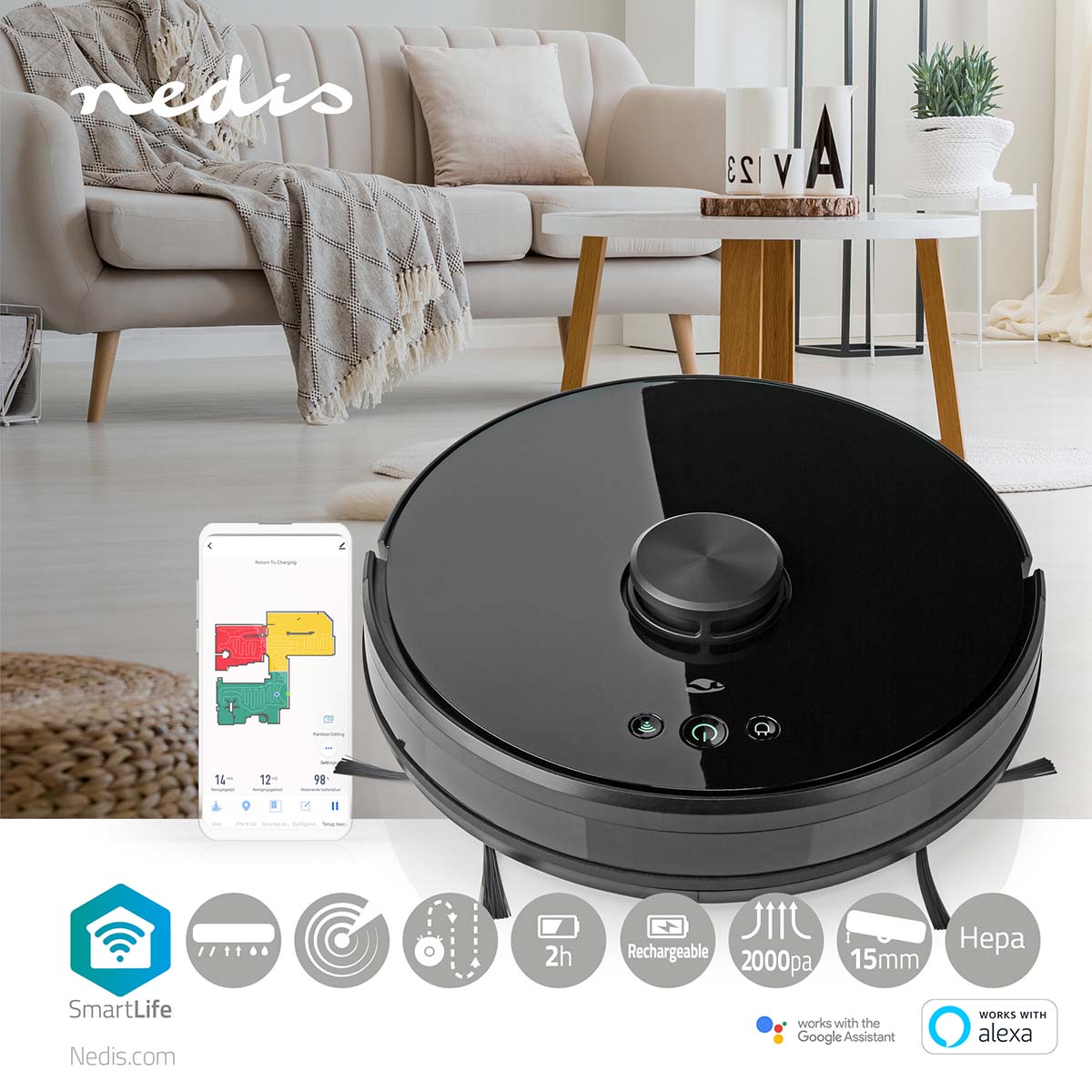 Nedis Laser Mapping Robotic Vacuum Cleaner