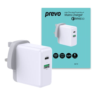 Prevo USB C/USB A 65W Charger