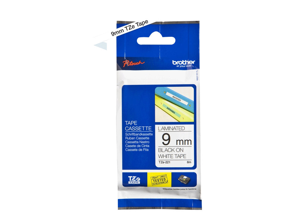 SBRO0188 BROTHER TZE221 9MM BLACK ON WHITE