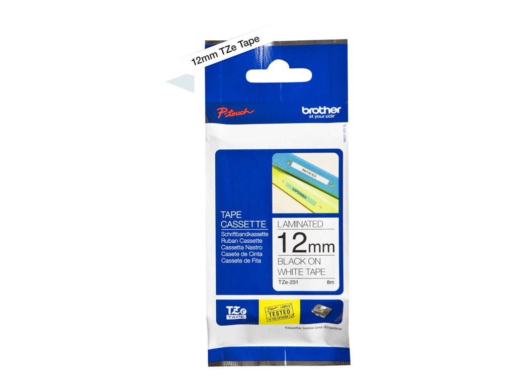 SBRO0049 BROTHER TZE231 12MM BLACK ON WHITE
